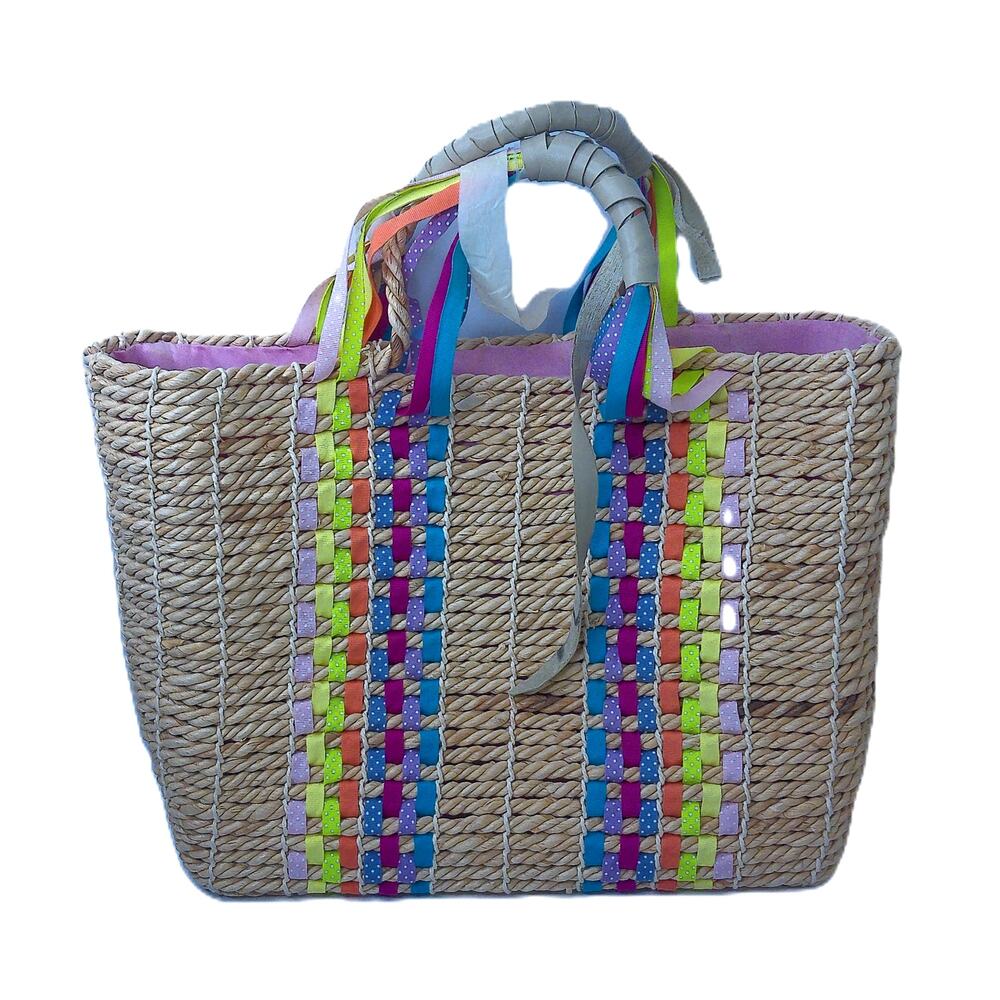 Scala Pronto Multicolor Rainbow Woven Tote Bag